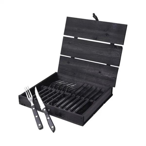 Gense Old farmer steak-/grillbestek 12-delig - Zwart/staal