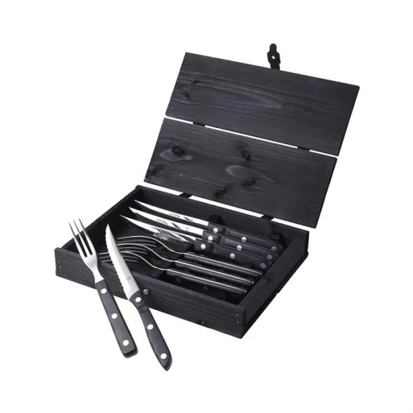 Gense Old Farmer steak-/grillbestek 8-delig - Zwart/staal
