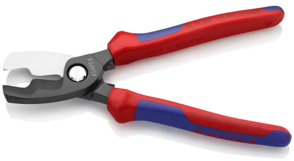 Knipex Kabelschaar met dubbele snede, geblauwd, met meercomponentenhandvat 200 mm