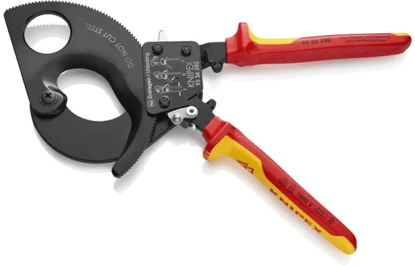 Knipex Kabelschaar (Ratelprincipe) zwart gelakt, VDE-goedgekeurd 280 mm