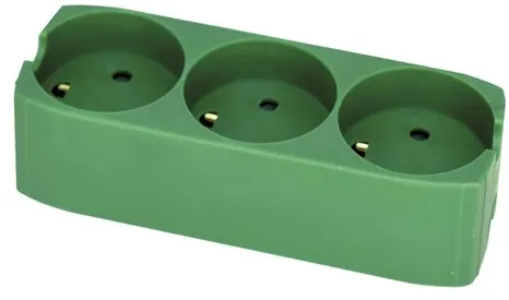Gripo stekkerdoos met 3 stopcontacten en aarding, Groen